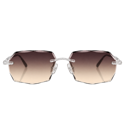 OCCI — black camel, Full Diamond Cut lenses on transparent display frame